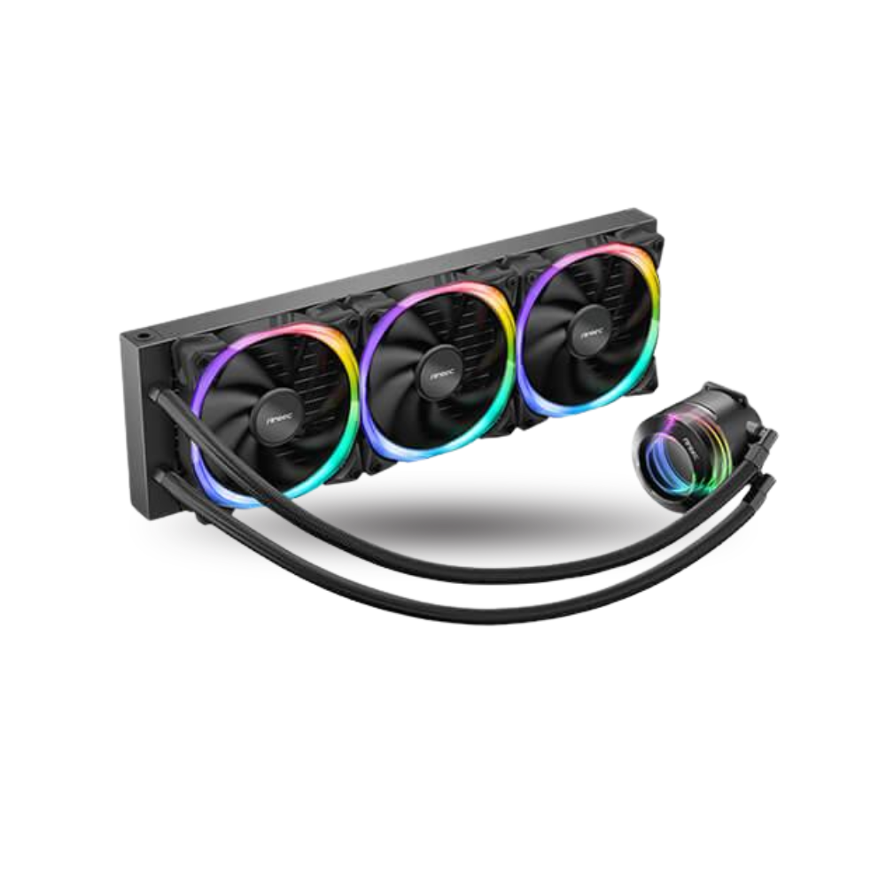 Antec Vortex 360 ARGB Liquid Cooler - Suspended Spiral Pump Head Design - 3x Fusion 120 PWM ARGB Fan