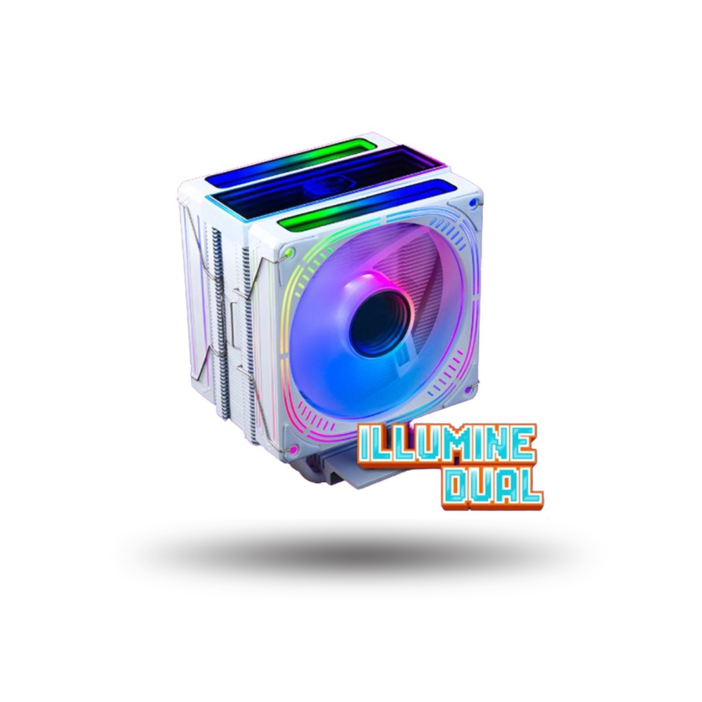 CUBE GAMING ILLUMINE - Mirror RGB TOP Cover - 6 Copper Heat Pipes - Dual Fan 12CM Infinity ARGB - Metal Bracket - Universal Socket