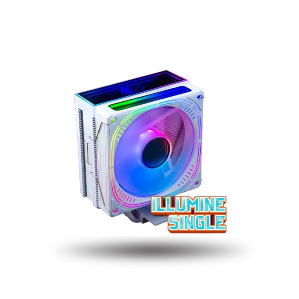 CUBE GAMING ILLUMINE - Mirror RGB TOP Cover - 4 Copper Heat Pipes - Single Fan 12CM Infinity ARGB - Metal Bracket - Universal Socket