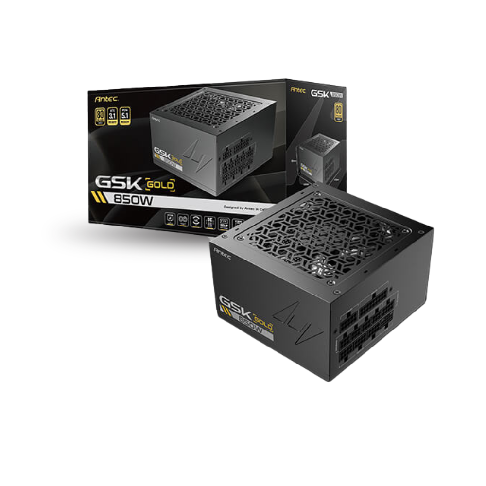Antec GSK850 ATX3.1 850W - 80+ Gold Certified - Full Modular - ATX3.1 and PCIe 5.1 Ready - Japanese Main Capacitors - 7 Years Warranty