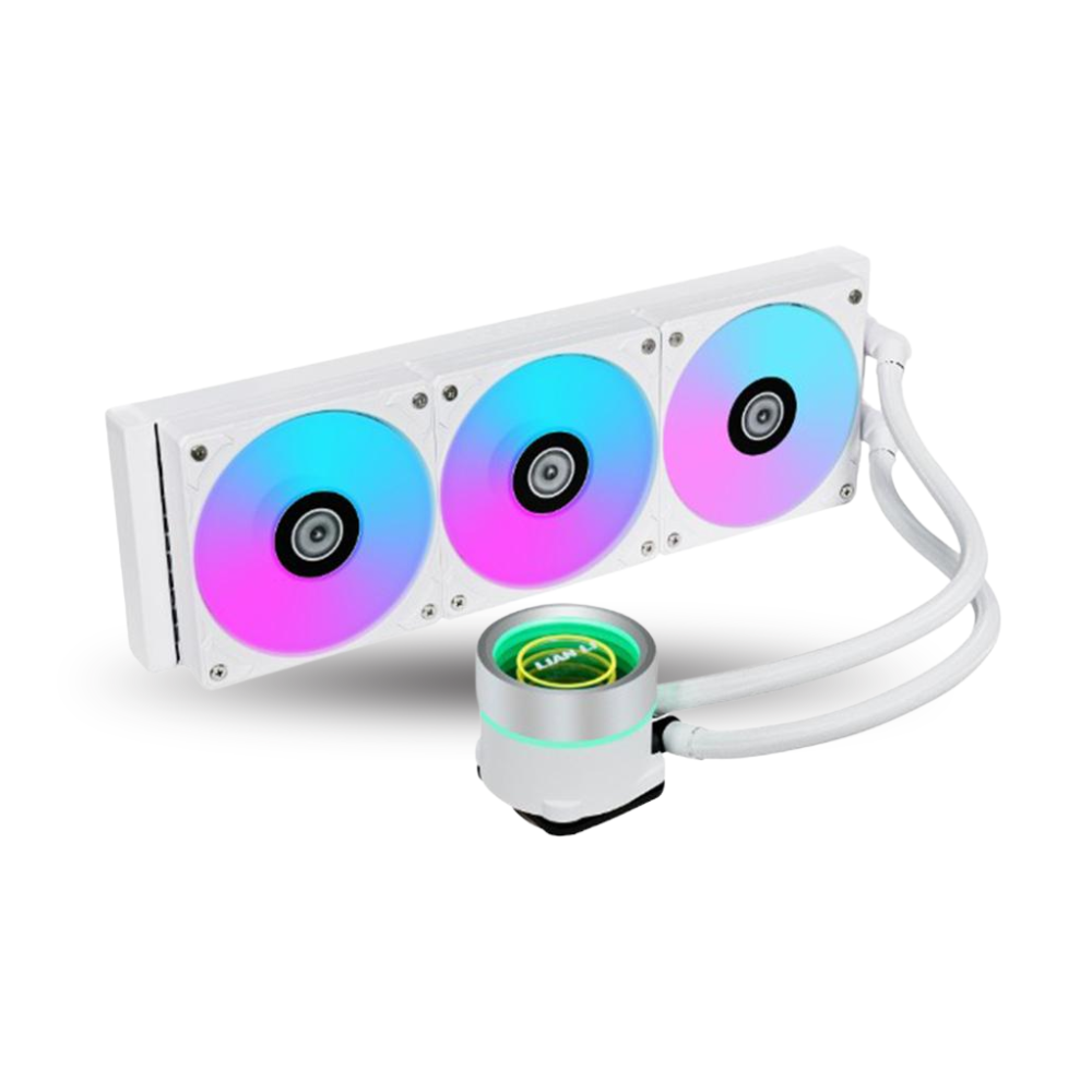 LIAN LI GALAHAD II TRINITY 360 WHITE - AIO ARGB EXTREME COOLING - 3TYPES OF PUMP COVER - IMPROVED DESIGNS & IMPROVED PERFORMANCE