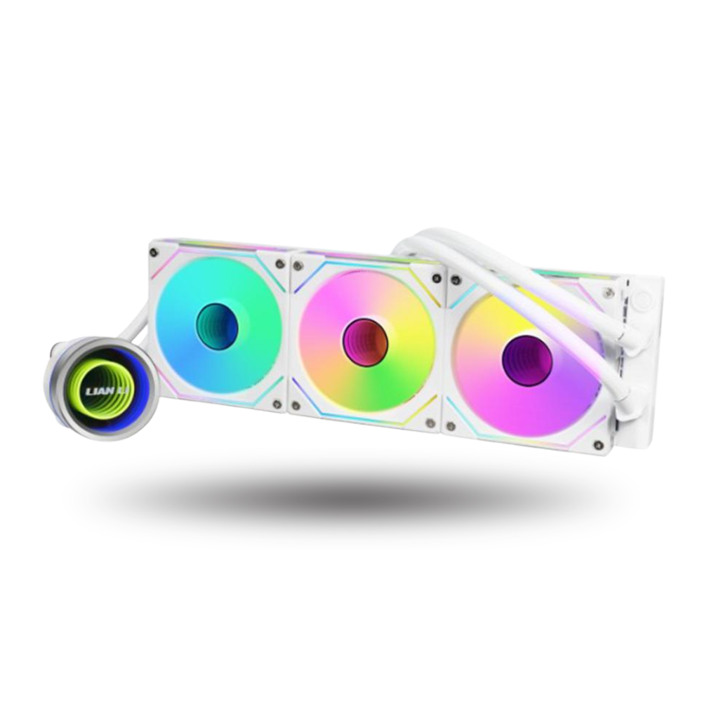 LIAN LI GALAHAD II TRINITY UNI FAN SL-INFINITY 360 WHITE - AIO ARGB EXTREME COOLING - 3TYPES OF PUMP COVER - IMPROVED DESIGNS & IMPROVED PERFORMANCE