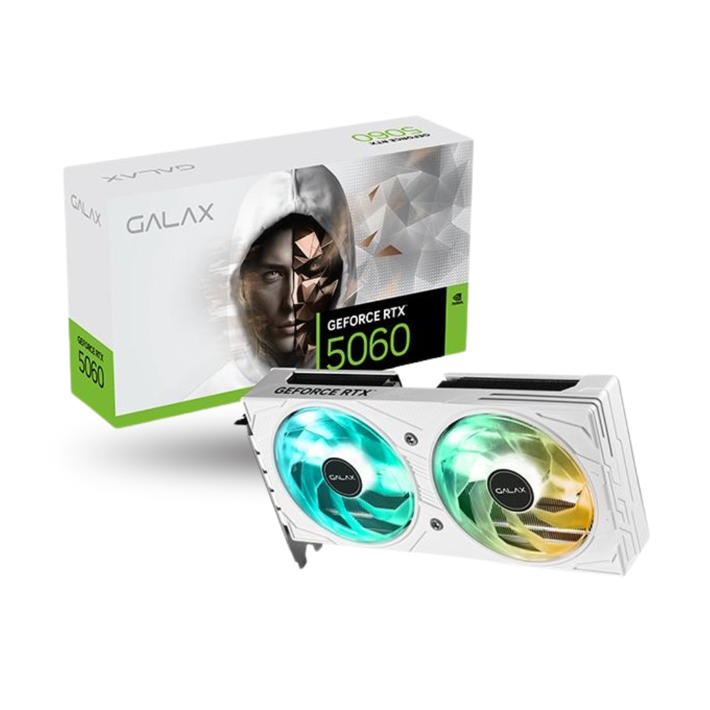 GALAX GeForce RTX 5060 8GB GDDR7 EX (1-Click OC) WHITE EDITION - ARGB LIGHTING OVERHAUL - DUAL FAN - Garansi 3 Thn