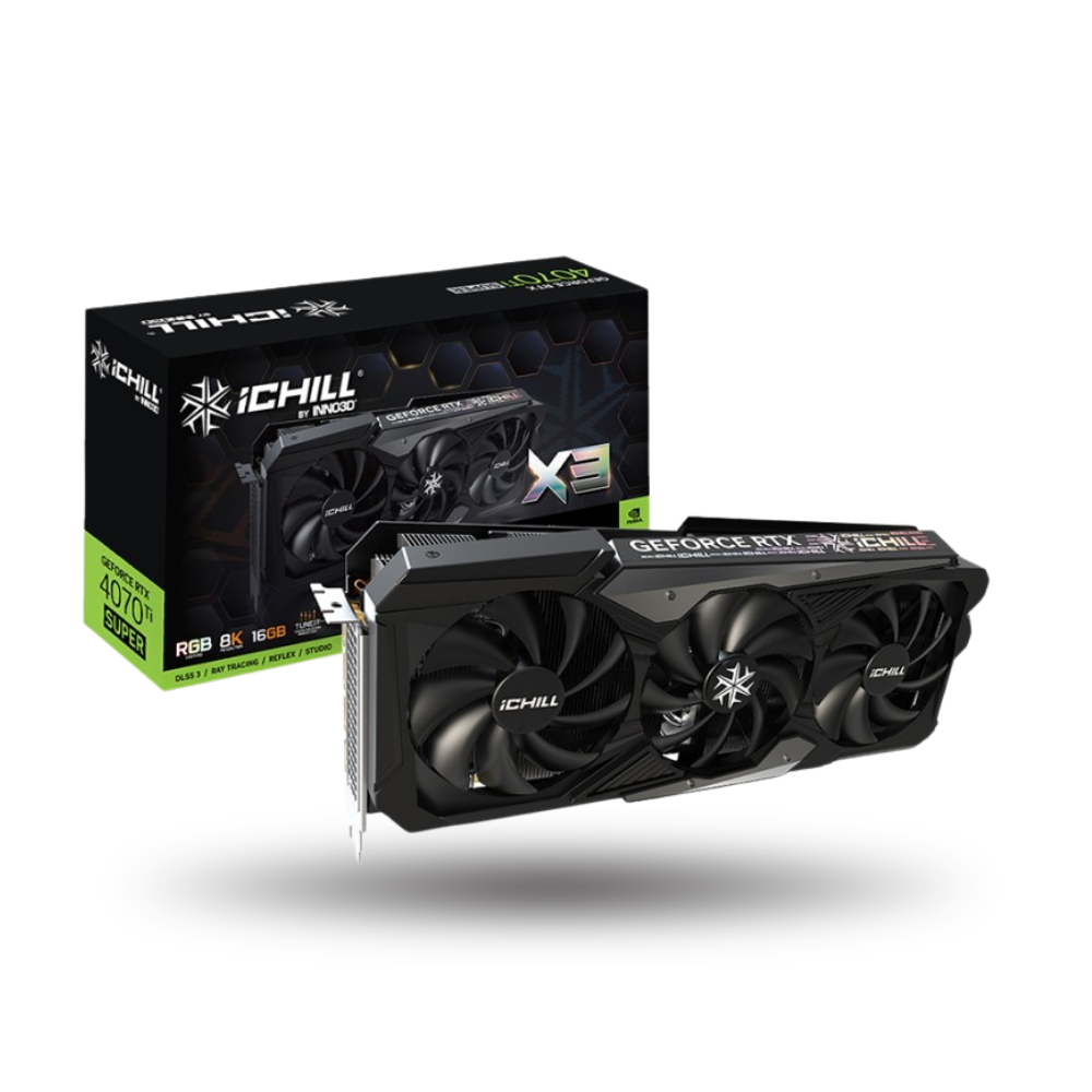 Inno3D GeForce RTX 4070 Ti SUPER 16GB GDDR6X ICHILL X3 - RGB Lighting - TRIPLE FAN - Garansi 3 Thn