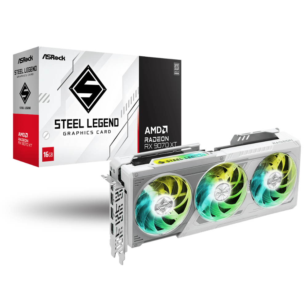 ASRock Radeon RX 9070 XT 16GB GDDR6 Steel Legend