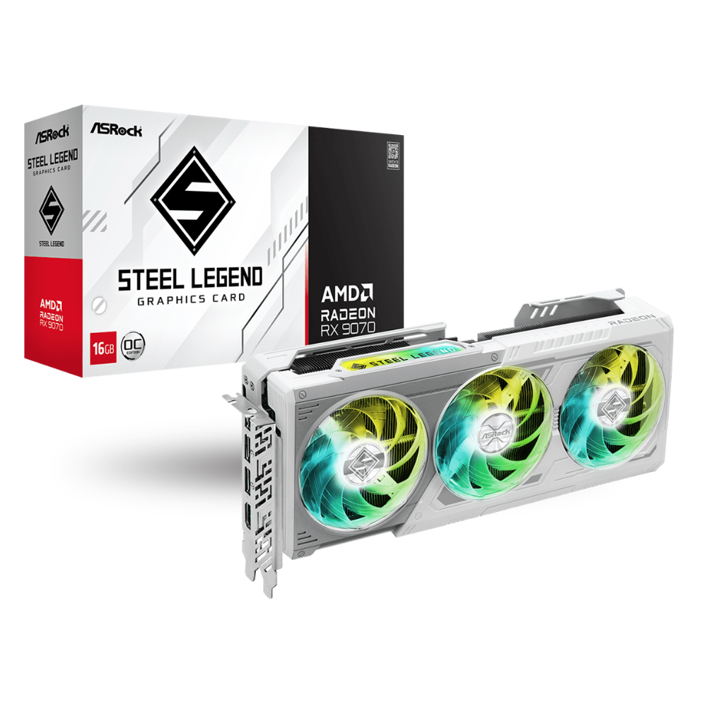 ASRock Radeon RX 9070 16GB GDDR6 Steel Legend OC