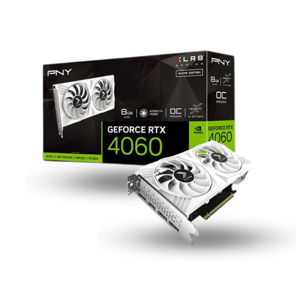 PNY GeForce RTX 4060 8GB GDDR6 XLR8 Gaming VERTO OC White Dual Fan