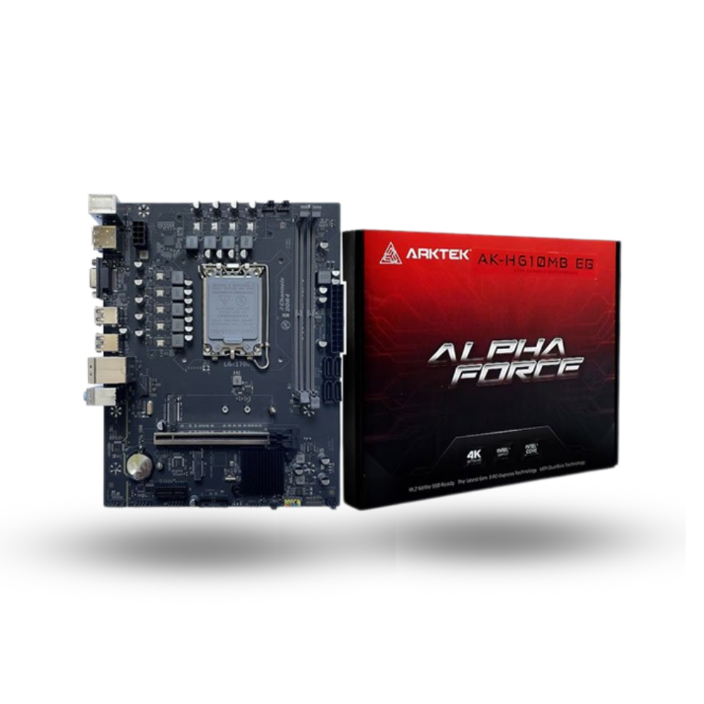 Arktek Alpha Force AK-H610MB EG (LGA1700, H610, DDR4, USB3.0, SATA3, M.2 NVMe Ready, DP+HDMI+VGA, Gigabit LAN)
