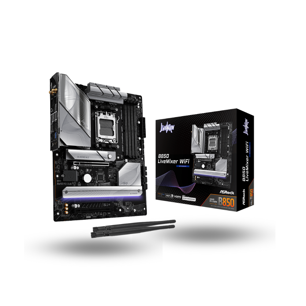 ASRock B850 LiveMixer WiFi (AM5, AMD B850, DDR5, USB3.2 Type-C, SATA3)