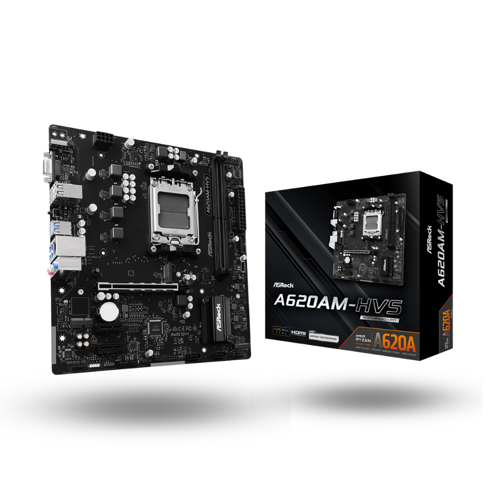 ASRock A620AM-HVS (AM5, AMD A620A, DDR5, USB3.2 Type-C, SATA3)