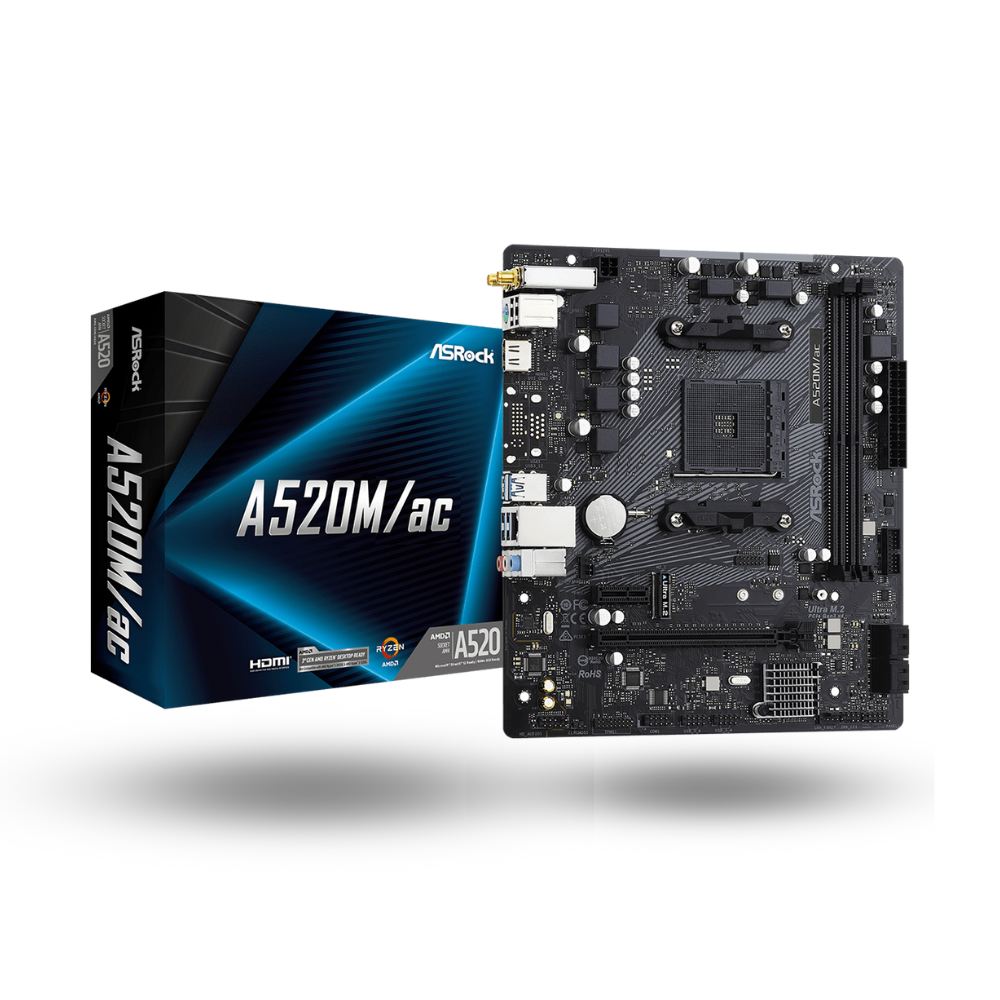 ASRock A520M/ac (AM4, A520, DDR4, USB 3.2, SATA3)