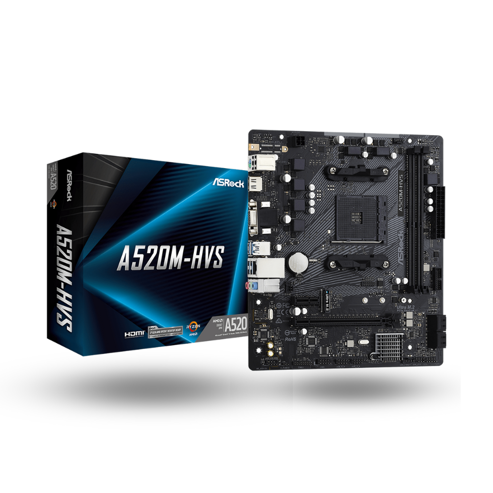 ASRock A520M-HVS (AM4, A520, DDR4, USB 3.2, SATA3)