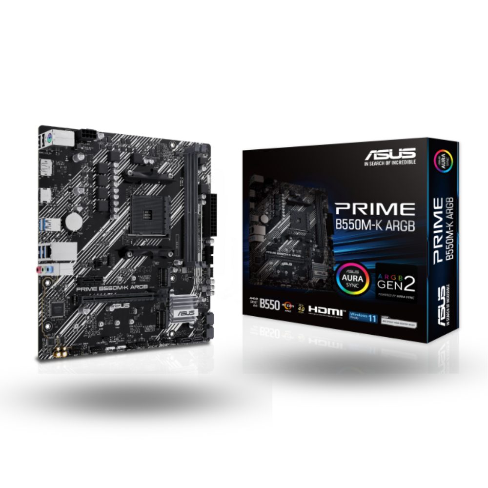 Asus PRIME B550M-K ARGB (AM4, AMD Promontory B550, DDR4, USB3.2 Type-C, SATA3)