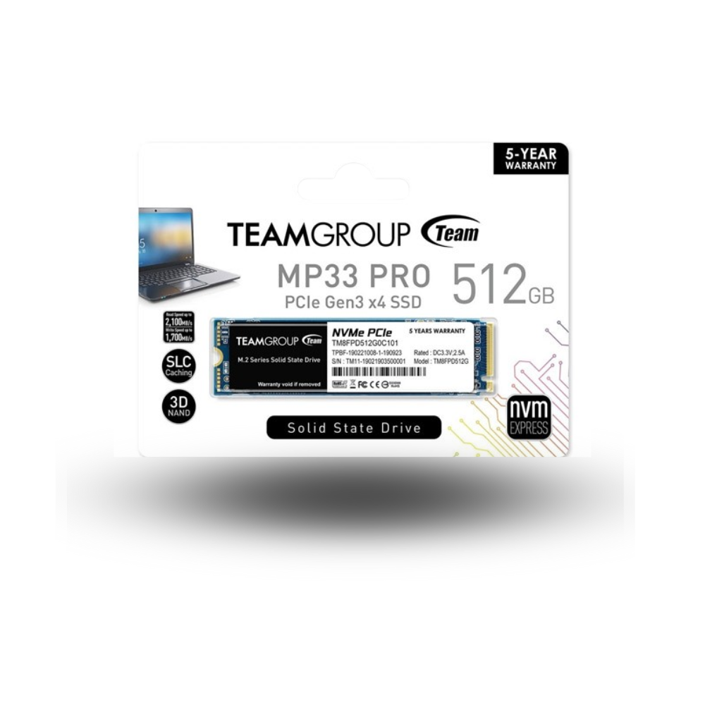 Team MP33 PRO 512GB M.2 PCIe 3.0 x4 - TM8FPD512G0C101 - R 3500MB/s & W 3000MB/s