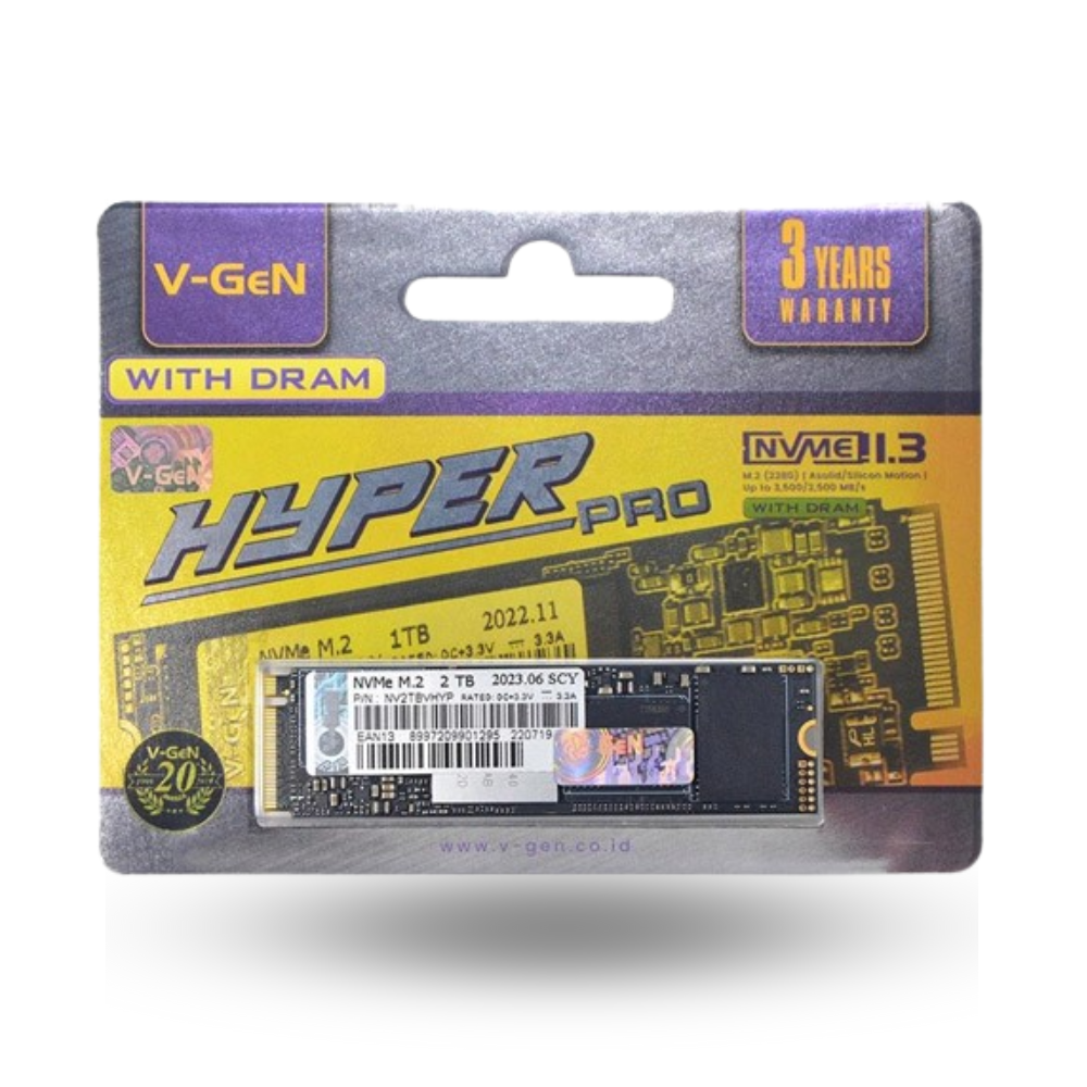 V-Gen SSD M.2 NVMe PCIe Gen3 x4 2TB - Hyper PRO Series