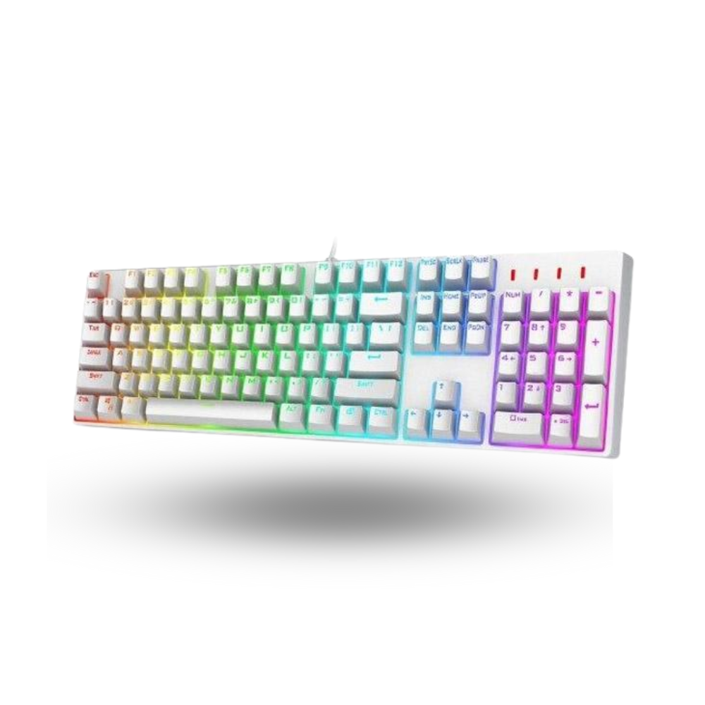 1STPLAYER DK5.0 WHITE - Gaming Mechanical Keyboard 104 Keys (Blue Switch) - RGB Backlit - Dust & Waterproof