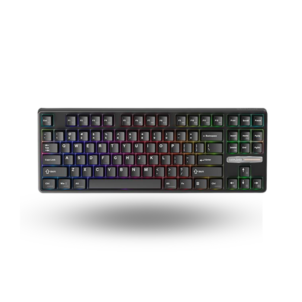 1STPLAYER DK6.0 Black (Tenkeyless) Gaming Mechanical Keyboard 87 Keys Layout (Blue Switch) - Gasket Structure - RGB Backligting - ABS Keycap - Side Decorative Light Design