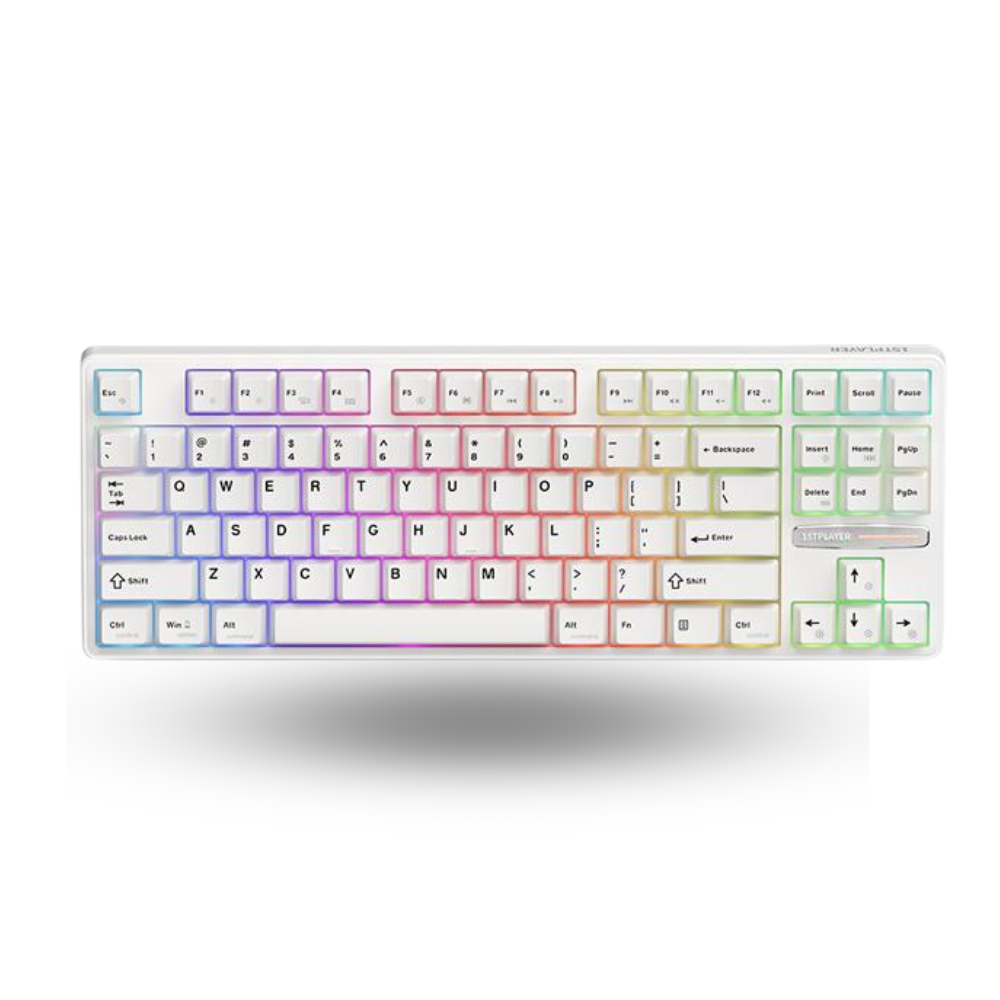1STPLAYER DK6.0 White (Tenkeyless) Gaming Mechanical Keyboard 87 Keys Layout (Blue Switch) - Gasket Structure - RGB Backligting - ABS Keycap - Side Decorative Light Design