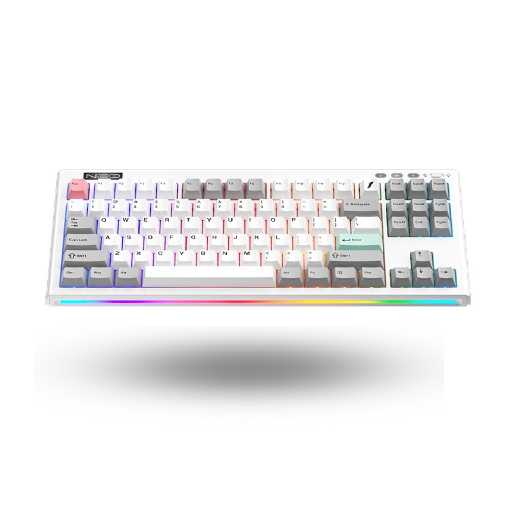 1STPLAYER NEO87 Frostwave Gaming Mechanical Keyboard 88 Keys Layout - Gasket Structure - RGB Backligting - PBT Keycap - Five-layer Noise Cancellation - Accent Light Strip on The Side of The Keyboard