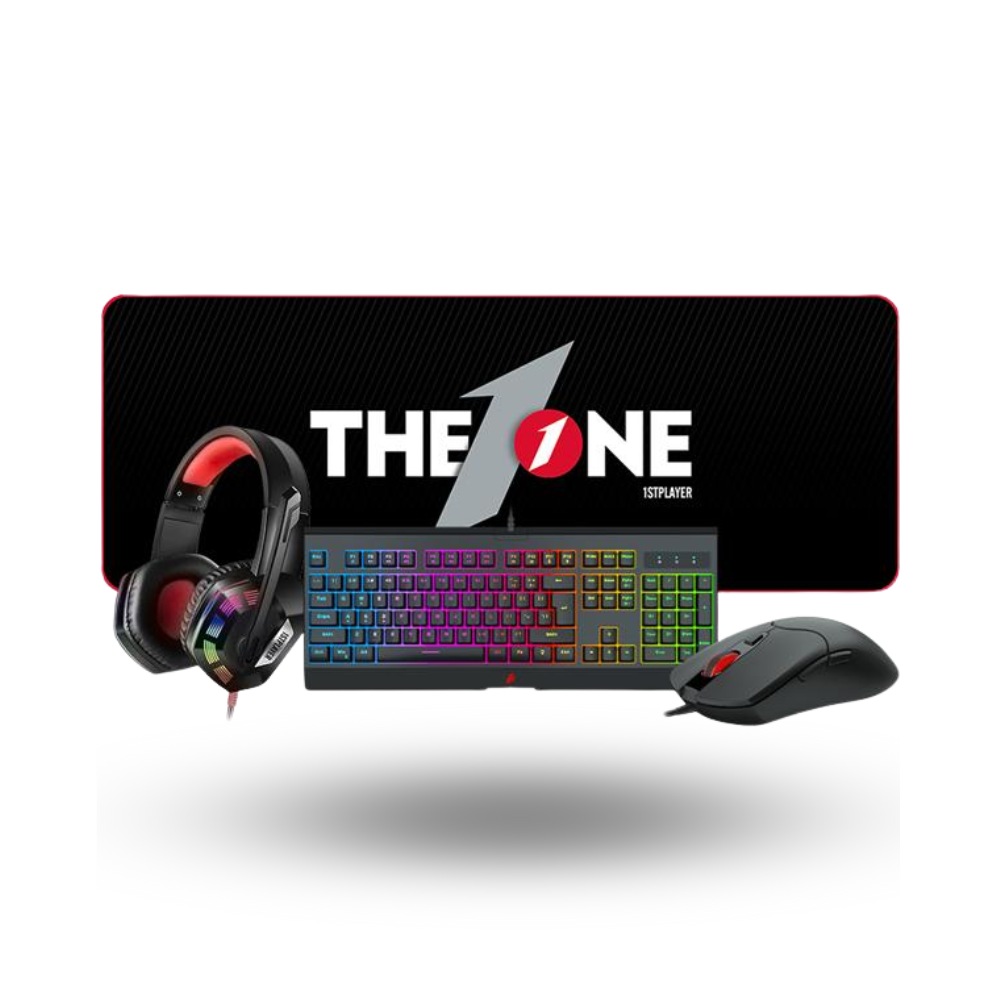 1STPLAYER KT1 Gaming Combo (RGB Backlight Gaming Keyboard + Gaming Mouse 3600DPI + RGB Lighting Effects Headset + Mousepad)