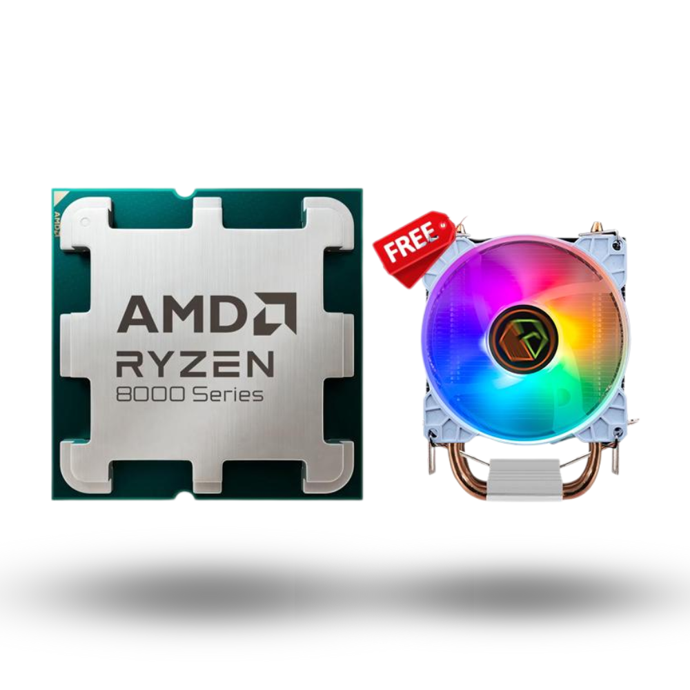 AMD Ryzen 7 8700F 4.1Ghz Up To 5.0Ghz Cache 16MB 65W AM5 [Tray] - 8 Core - NEW UNIT - 1 Years Warranty Replacement (with CUBE GAMING WIND V2 - 2 Copper Heat Pipes - Mirror RGB TOP Cover - Gaming CPU Cooler Rainbow Led)