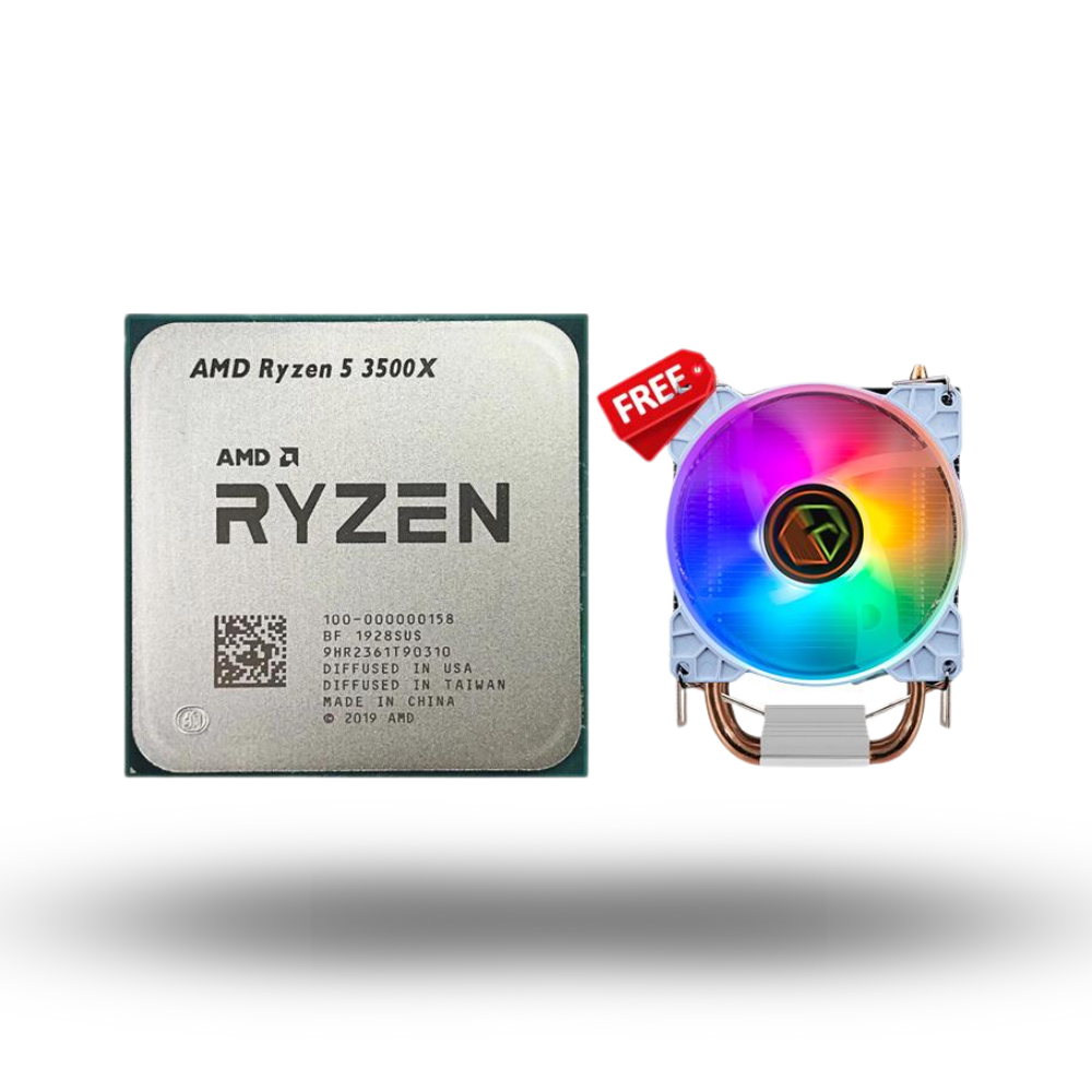 AMD Ryzen 5 3500X 3.6Ghz Up To 4.1Ghz Cache 32MB 65W AM4 [Tray] - 6 Core - NEW UNIT (with CUBE GAMING WIND V2 - 2 Copper Heat Pipes - Mirror RGB TOP Cover - Gaming CPU Cooler Rainbow Led) - 1 Years Warranty Replacement