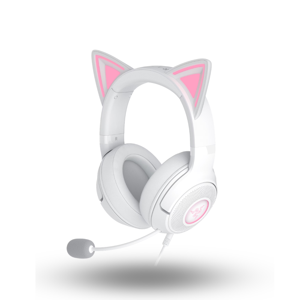 Razer Kraken Kitty V2 White - Wired RGB Headset with Kitty Ears