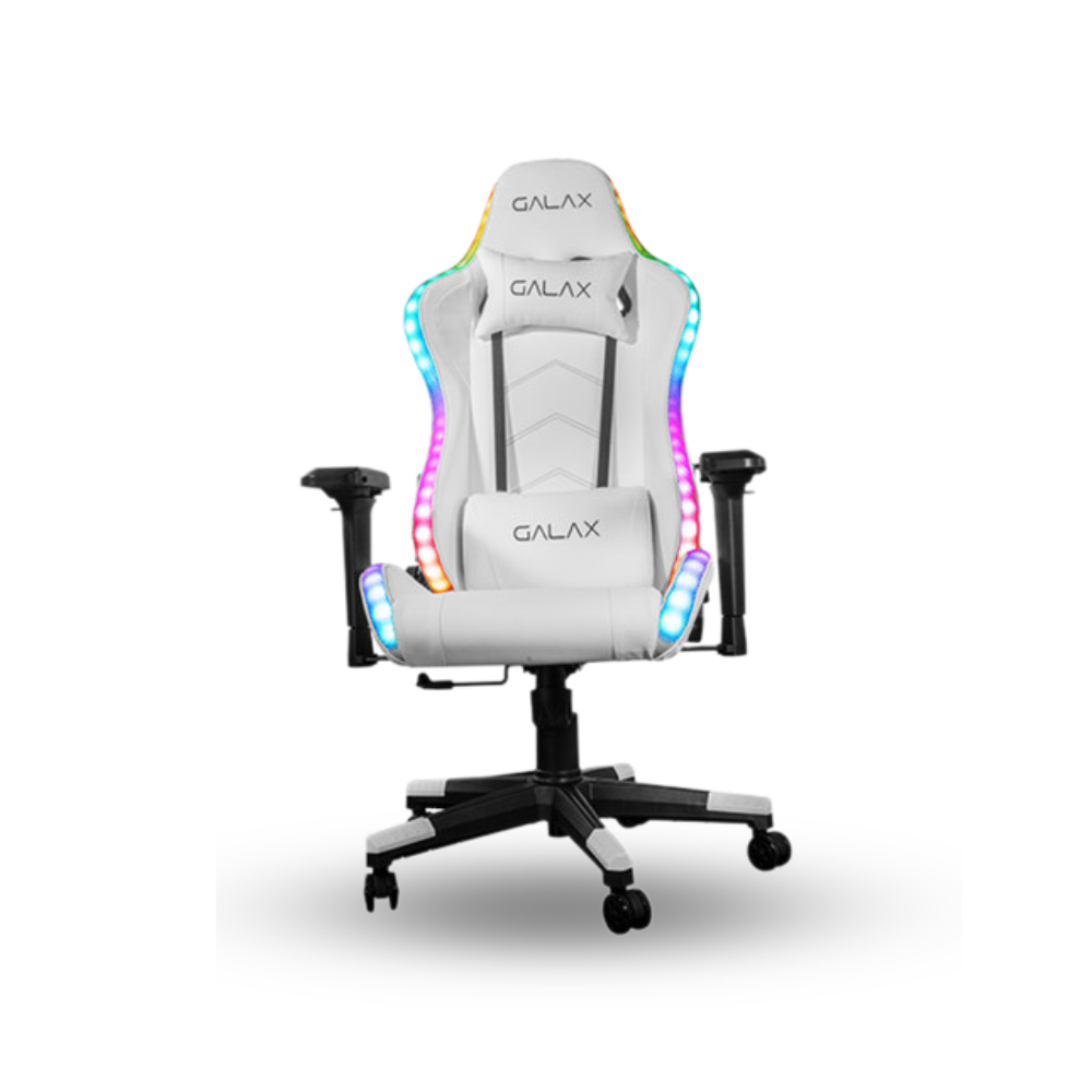 GALAX Gaming Chair GC-02 White - RGB Effect - Lumbar Pillow - Ergonomic Support System