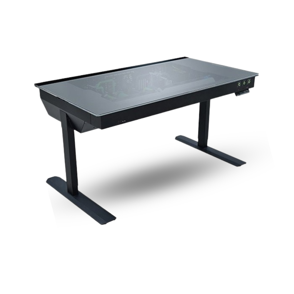 LIAN LI DK-05F BLACK A DUAL SYSTEM MOTORIZED DESK PC with ADJUSTABLE DESIGN - REDEFINE HIGH-END AND LUXURY