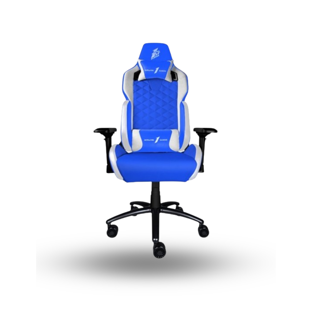 1STPLAYER GAMING CHAIR DK2 - BLUE WHITE - All Steel Skeleton - High Density Integrated Molded Foam