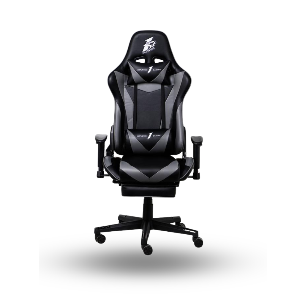 1STPLAYER GAMING CHAIR FK3 - BLACK GRAY - LUMBAR MASSAGE - With Foot Rest - Comfort - All Steel Skeleton - High Density Molded Foam