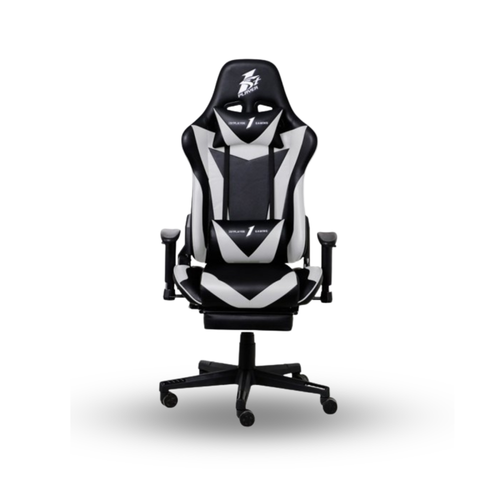 1STPLAYER GAMING CHAIR FK3 - BLACK WHITE - LUMBAR MASSAGE - With Foot Rest - Comfort - All Steel Skeleton - High Density Molded Foam